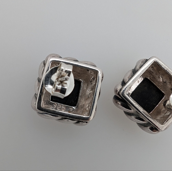 925 Silver Earrings with Onyx. - Picture 6 of 6